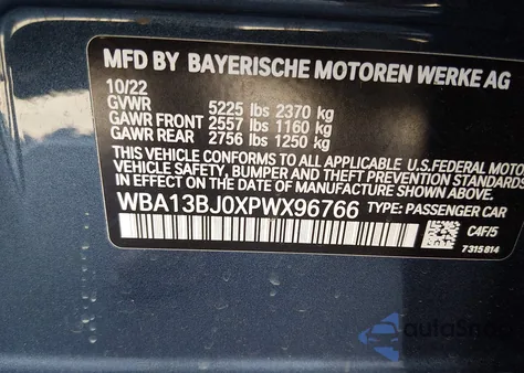 2023 BMW 530 I xDrive из США, поврежденный, VIN WBA13BJ0XPWX96766